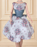 Vintage Inspired Doll Dress & Necklace Earrings Set Handmade 1:6 Scale Floral Gown