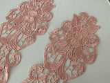 Craftuneed Mirror pair pink floral lace sleeves applique sew on lace motif for dress making