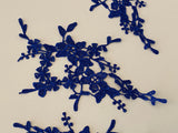 Craftuneed Bundle 6pcs royal blue sew on lace applique embroidered floral lace motif patch