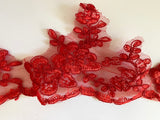 Red Embroidered Lace Trim 2.5 Meters Sew On Floral Lace Trimming For Dress DIY Craftuneed