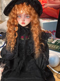 Handmade Victorian Doll Embroidered Dress with Bonnet For 1:4 Scale Doll