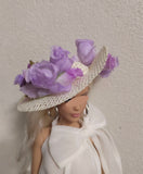 Handmade 1:6 Scale Doll Hat with Lilac Purple Flowers Miniature Doll Accessory