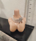 1:6 Scale Doll Faux Pearl Necklace and Earrings Set Miniature Rhinestone Jewellery