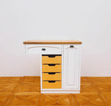 Craftuneed 1:6 Scale Miniature Dollhouse Kitchen Set L Shaped Cabinet with Sink Cupboard Organiser Doll Furniture Available in ivory or blue