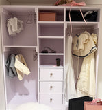 Handmade 1:6 scale Dollhouse Wardrobe Miniature Closet Cabinet with Hangers & Drawers