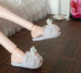 Handmade BJD Pajama Dress & Slippers Set 1/6 1/4 1/3 Scale Miniature Doll Sleepwear