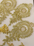 Craftuneed Bundle 8pcs Gold cord sequins floral lace applique embroidered tulle lace motif patch