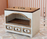 1:12 Scale Dollhouse Wooden Kitchen Furniture Miniature Dining Table, Chairs, Cabinets & Shelves Craftuneed Handmade Doll Kitchen Decor