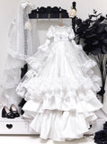 Handmade Victorian Lace Doll Bridal Dress Veil Miniature Outfit For 1/6 1/4 1/3 Scale