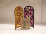 Miniature Folding Screen DIY Kit – 1/12, 1/8, 1/6 Scale Dollhouse Stained Glass Effect Room Divider (Unfinished)