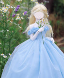 Handmade Sky Blue Doll Fairytale Ball Gown Miniature Dress & Petticoat 1/6 1/4 1/3 Scale