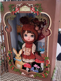 Craftuneed 1:6 Scale Hand-Painted Fairy Tale Dustproof Doll Display Box Case Miniature Vintage Woodland Style Scene Showcase Box for Dolls
