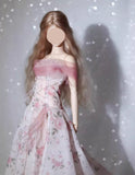 Handmade Floral Doll Dress Miniature Sequins Beaded Evening Gown For 1/6 1/4 1/3 Scale