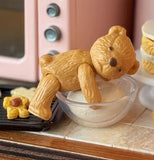 Craftuneed 1:6 Scale Mini Poseable Teddy Bear Miniature Dollhouse Jointed Bear Toy for Doll Display or Decoration Multiple Colours Available