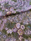 Luxury Sequin Embroidered Lace Fabric – Multicolour Floral Tulle Mesh Material for Dressmaking, 3Meters