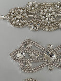 Craftuneed Bundle 4pcs Iron on Silver Rhinestones embellishment motif crystal beads applique patch