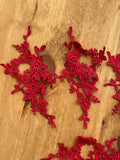 5pcs Wine Red Floral Lace Appliques Embroidered Flower Burgundy Lace Motifs Patches