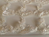 Craftuneed Bundle 6Meters ivory eyelash lace trim embroidered floral tulle lace trimming