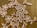 A Pair Salmon Pink Floral Lace Appliques Embroidered Flower Lace Motifs Patches