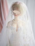 1:3 Scale Doll Wedding Dress Handmade Miniature Mermaid Bridal Lace Gown Veil Outfit