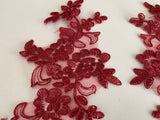 Craftuneed Bundle 6pcs wine colour floral lace applique Embroidered tulle lace motif patch