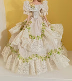 Handmade 1:6 Scale Doll Victorian Lace Dress Beaded Beige Ivory Historical Gown Outfit