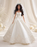 1:6 Scale Miniature Wedding Veil and Crown Set Handmade Doll Bridal Accessories