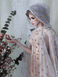 Handmade Doll Cloak with Hood Sheer White Mesh Cape (1/6, 1/4, 1/3 Scale)