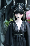 Craftuneed Black Dragon Fantasy Doll Outfit Set Dress Headpiece & Wings Halloween Gothic Demon Costume for 1/12, 1/6, 1/4, 1/3 Scale Dolls