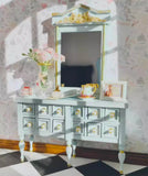 Handmade Dollhouse 1:12 Scale Hall Table & Mirror Miniature Wooden Entryway Furniture