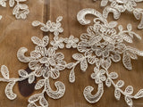 6pcs Ivory Floral Lace Appliques Bridal Wedding Embroidered Flower Lace Motifs