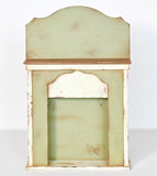 Craftuneed 1:6 Scale Dollhouse Fireplace Mantel Rustic Green Cream Victorian Style Miniature Wooden Hearth Furniture