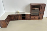 Handmade Dollhouse Kitchen Cabinet Set 1:12 Scale Miniature Walnut Wooden Sink Units