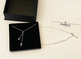 Craftuneed women 925 silver zircon cross pendant necklace baptism jewellery with gift box