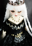 Craftuneed Gothic Queen Doll Dress with Crown Halloween Black Spider Web Witch Gown Costume for 1/6, 1/4, 1/3 Scale Dolls