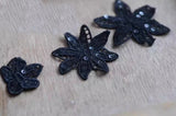 50pcs Black Floral Sequin Lace Applique Embroidered Flower Motif Patches For Sewing DIY