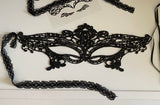 Bundle 4 Pcs Black Lace Masquerade Eye Mask & Sticker Set - Gothic, Cat Ears, Butterfly For Halloween, Party, Cosplay, Costume Accessories