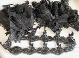 Craftuneed Bundle Black Eyelash Style Lace Trim Sew On Embroidered Floral Tulle Lace Trimming for Sewing DIY