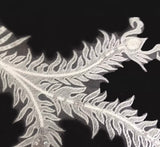 Ivory Peacock Lace Applique Pair Large Sequins Embroidered Motif For Costume Sewing DIY