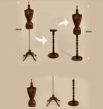 Craftuneed 1:6 Scale Miniature Vintage French Style Wooden Dress Form Mannequin Prop with 2 Interchangeable Bases Doll Furniture