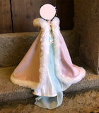 Handmade Doll Cape Miniature Pink Satin Faux Fur Hooded Cloak 1/6 1/4 1/3 Custom