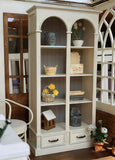 1:6 Scale Dollhouse Arched Wooden Cabinet with Drawers Miniature Cottage Dollhouse Display Shelf Furniture For Dolls Handmade