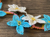 Handmade blue & white floral crochet lace trim in 69cm length