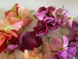 Craftuneed Bundle 21 bunches fabric floral petals sew on glue on hydrangeas flower petals pink red lilac purple