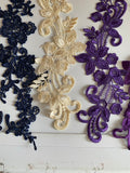 Bundle 5pcs lace applique navy purple cream embroidered floral lace motif patch