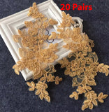20 Pairs Embroidered Lace Appliques, Floral Tulle Lace Motifs Patch, Sewing Craft Supply