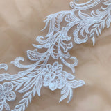 3 Pairs Ivory Sequin Lace Applique Floral Embroidered Bridal Motif Patch