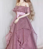 Craftuneed 1:6 Scale Miniature Doll Purple Lilac Dress with Matching Necklace Luxury Gown Dress For Fashion Dolls Handmade