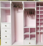 Handmade 1:6 scale Dollhouse White Wardrobe Cabinet Miniature Closet Cabinet with Shelves & Drawers