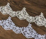 10 Yards Floral Lace Trim – White or Ivory Embroidered Tulle Lace for Bridal Sewing DIY